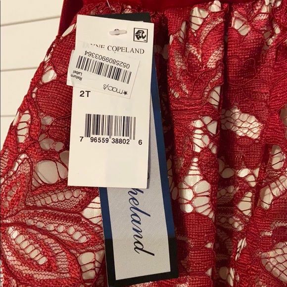 Jayne Copeland 2T ruby red velvet and lace dress. - Picture 3 of 3